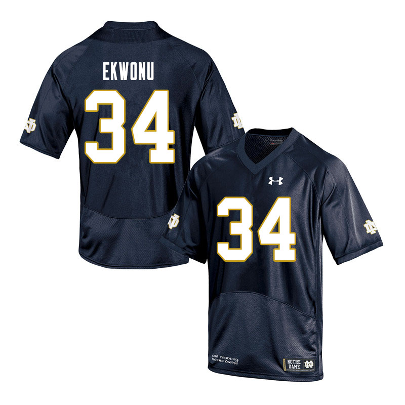 Men #34 Osita Ekwonu Notre Dame Fighting Irish College Football Jerseys Sale-Navy